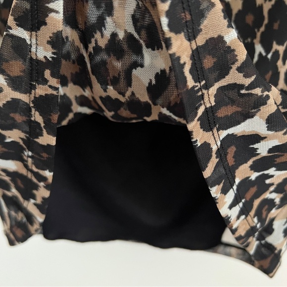 Express Leopard Print Ruched Scoop Neck Cap Sleeve Top Y2K-Women’s Size Small - Picture 7 of 9